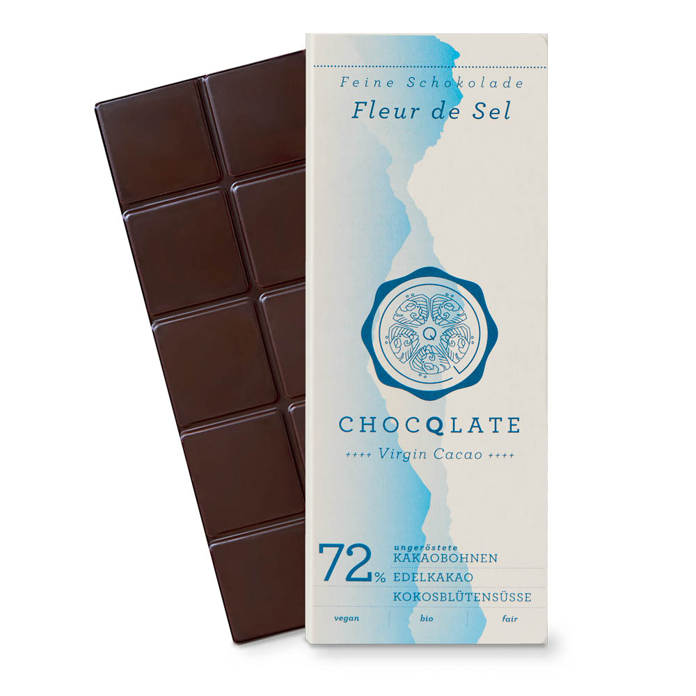 Chocqlate Virgin Cacao Schokolade Fleur de Sel 75 g Tafel online kaufen bei Kaffee Rauscher