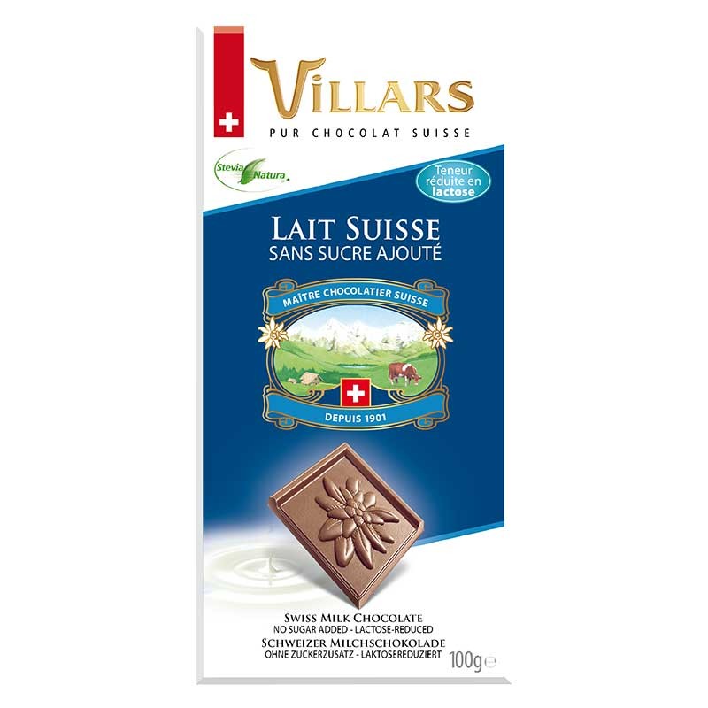 Villars Pure Lait Milchschokolade ohne Zuckerzusatz 100 g online kaufen beim Kaffee Rauscher