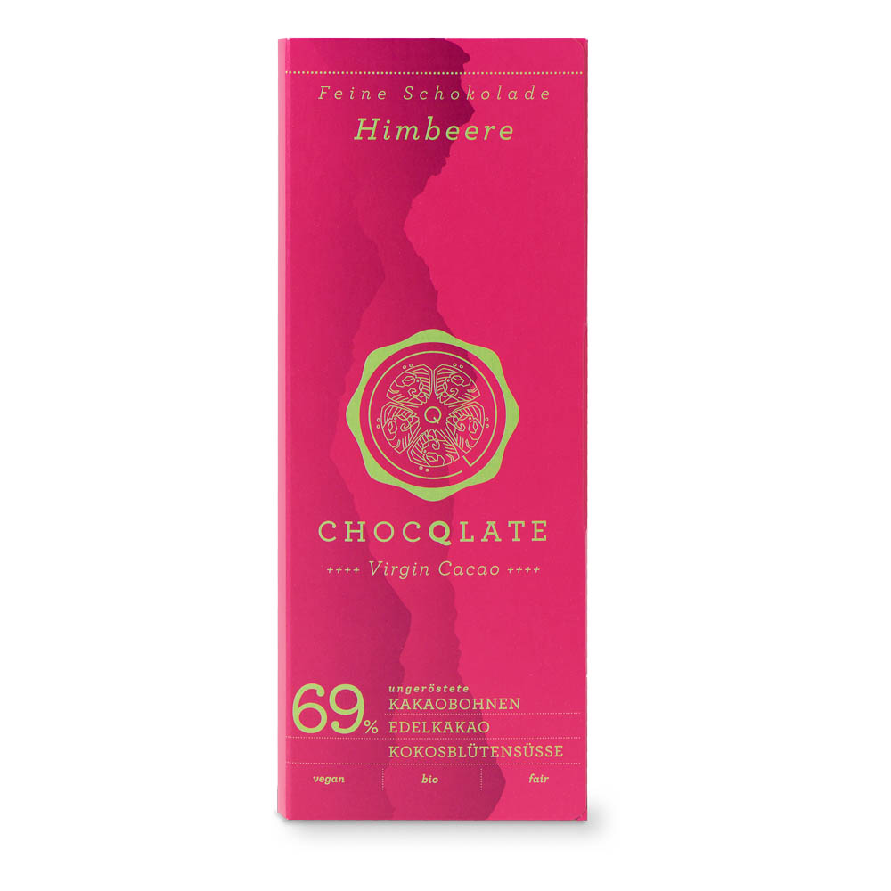 Chocqlate Virgin Cacao Schokolade Himbeere 75 g Tafel
