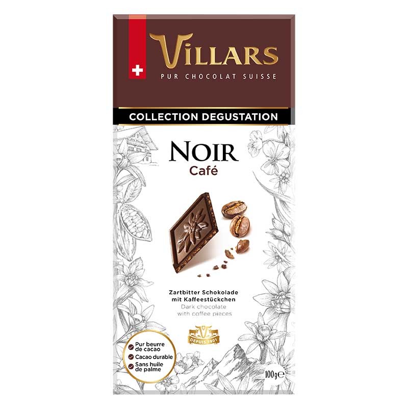 Villars Noir Café Zartbitterschokolade mit Kaffee 100 g online kaufen bei Kaffee Rauscher