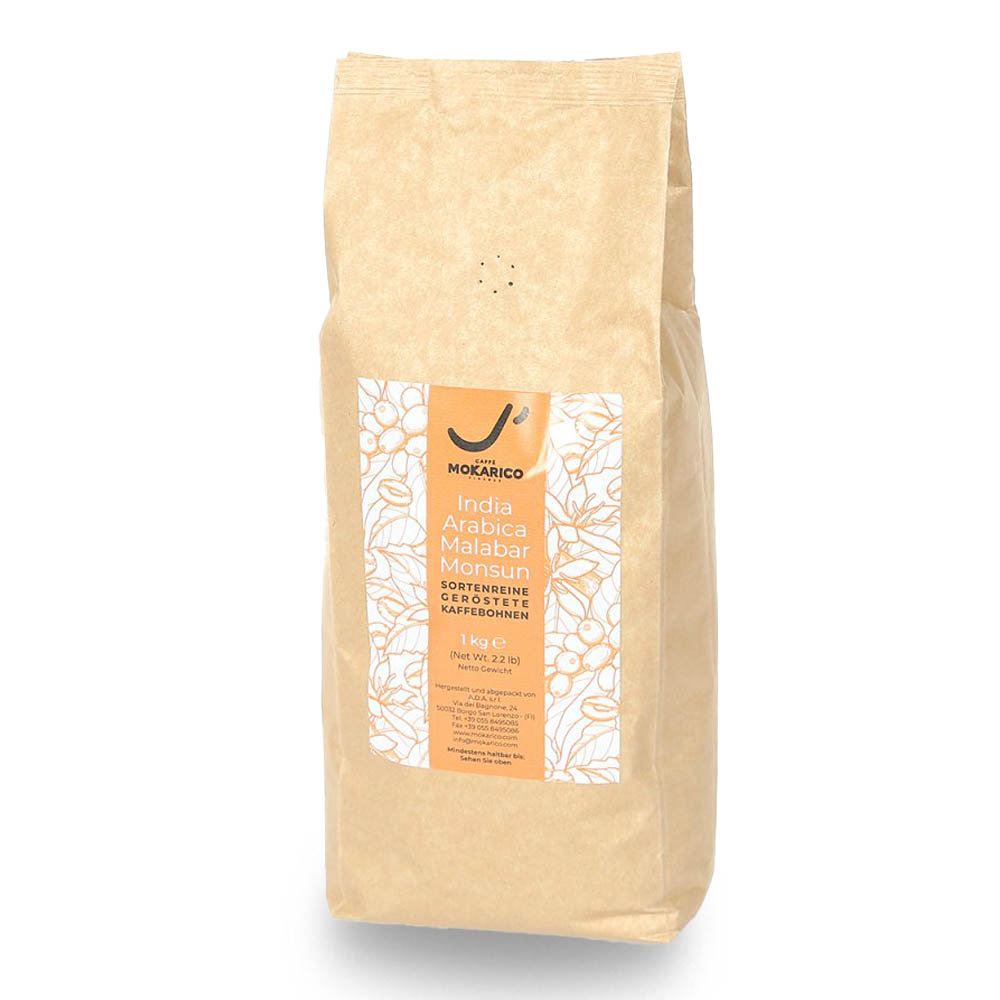 Mokarico India Monsooned Malabar 1000g Bohnen online kaufen bei Kaffee Rauscher