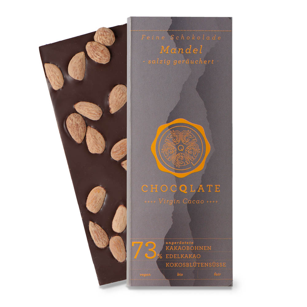 Chocqlate Virgin Cacao Schokolade Mandel 75 g Tafel online kaufen bei Kaffee Rauscher