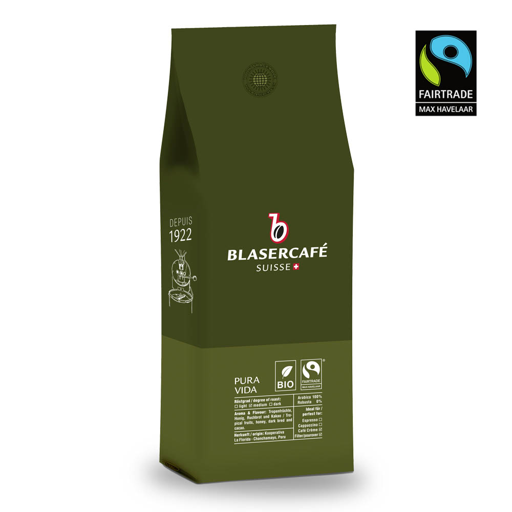 Blasercafé Pura Vida Fair Trade Kaffee-Mischung 1.000g Bohnen online kaufen bei Kaffee Rauscher