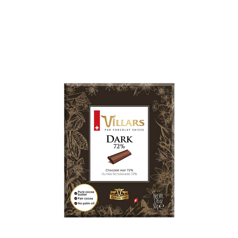 Villars Pure Noir Dunkle Schokolade 72% 50 g online kaufen bei Kaffee Rauscher